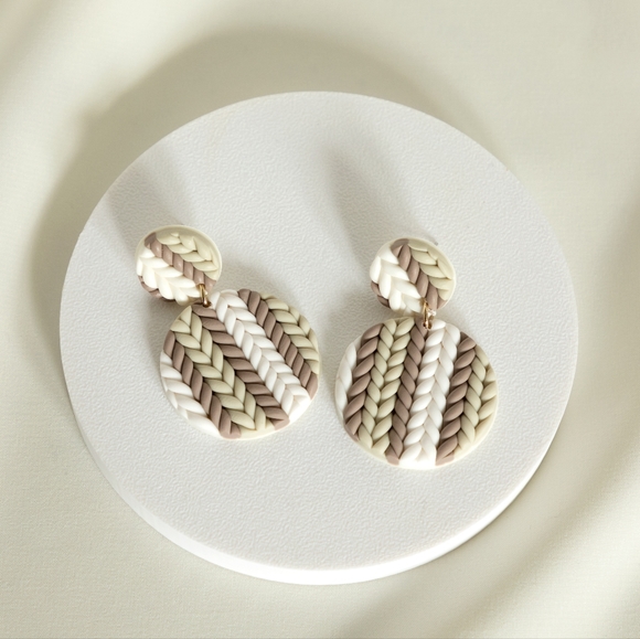 Olive Knit Earrings - Picture 2 of 6